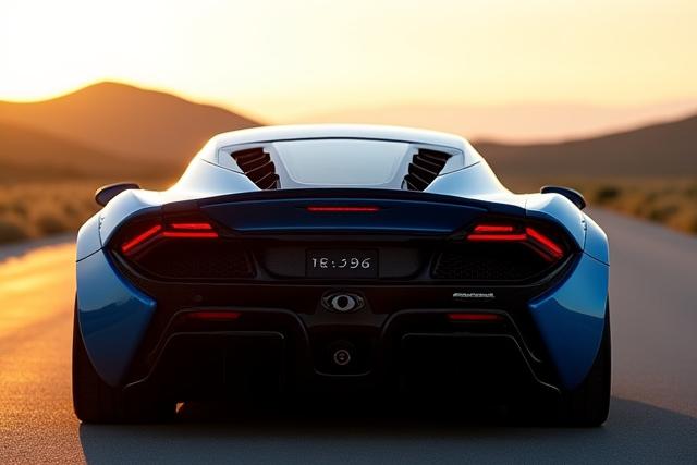 Stylishes Heck eines exotischen Sportwagens mit Aero-Kit