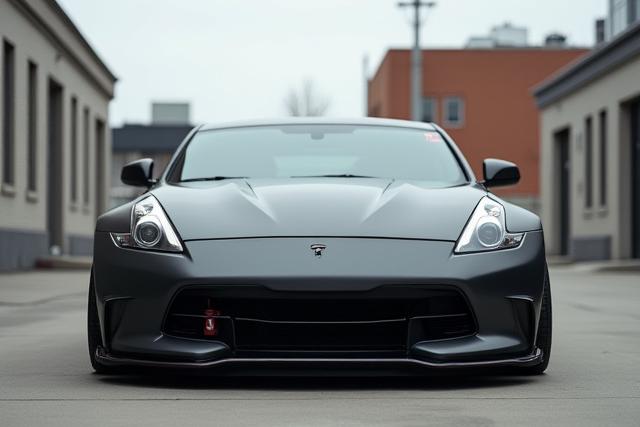 Tiefgelegter Sportwagen vor urbaner Kulisse